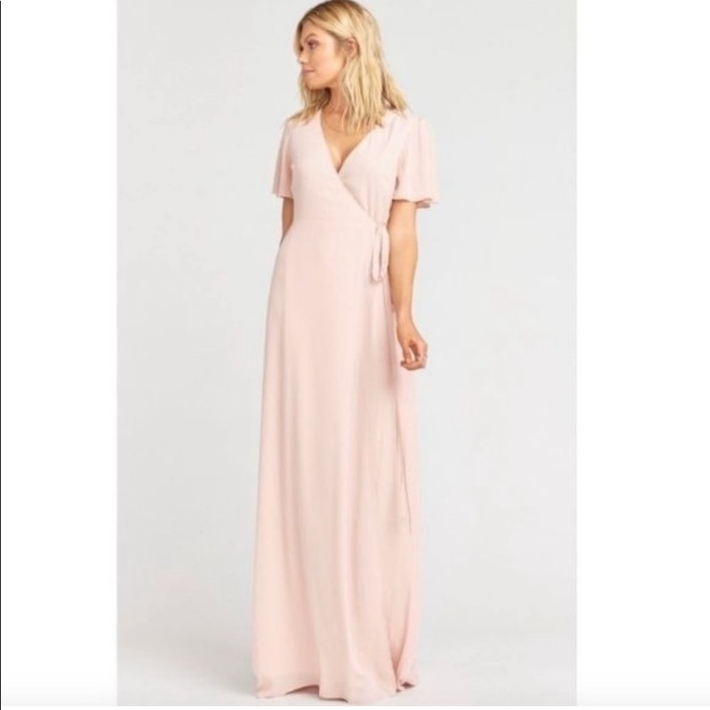 NWT Show Me Your MuMu Bridesmaid Dress Wrap Flutter Sleeve Dusty Pink